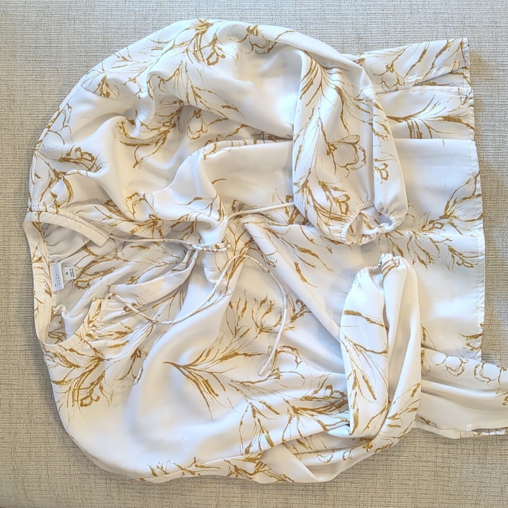 Women's A New Day Silky Floral Neutral Blouse